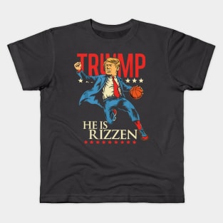 He Is Rizzin Funny Trump Basketball Kids T-Shirt